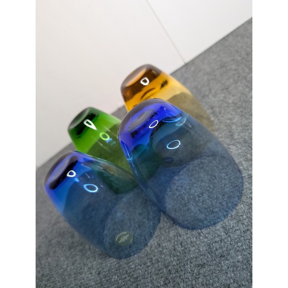 Set Of 4 Assorted Color Lenox Glass Tumbler‎ Glasses Stemless Blue Yellow Green - Picture 8 of 10